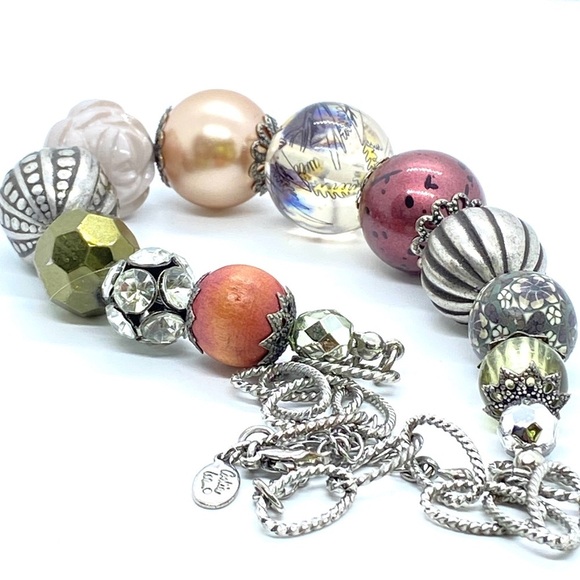 COOKIE LEE Chunky Bead Silvertone Necklace - Picture 5 of 10